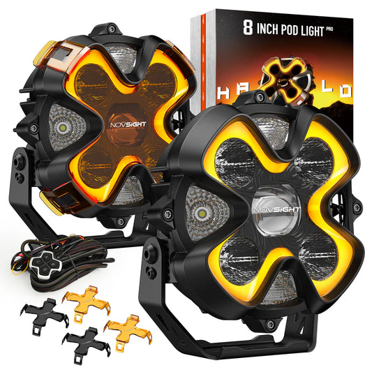 HALO Pro Series 8-inch LED Pod Lights with Dynamic DRL Modes