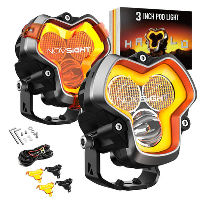 HALO Pro Series 3" LED Pod Lights with Dynamic DRL Modes